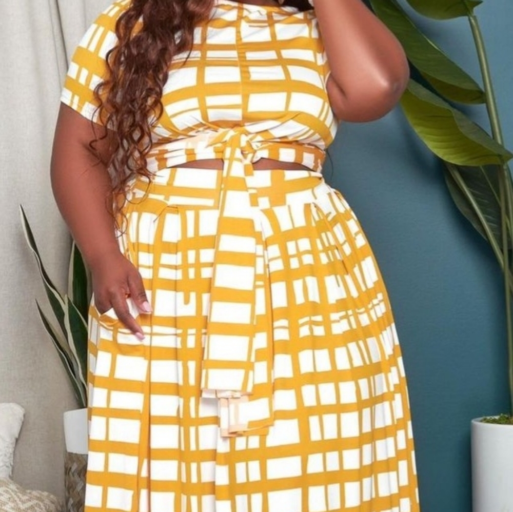 Crop Shirt with Highwaisted Skirt Set